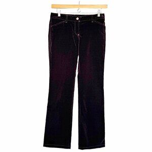 DOLCE & GABBANA Velvet Dress Pants Sz.8 Dark Brown Straight Leg Mid Rise